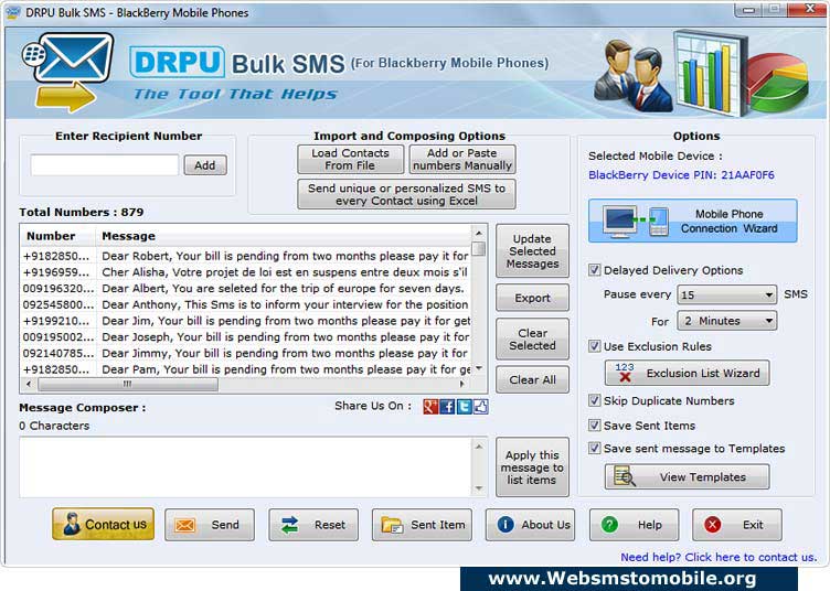 Blackberry Mobile Bulk SMS Software