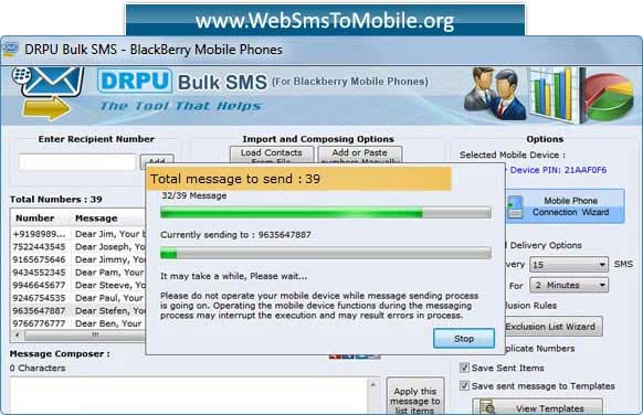 Sms Software for Blackberry Mobile 8.2.1.0 full