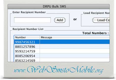 Screenshot of Bulk SMS Software for Mac