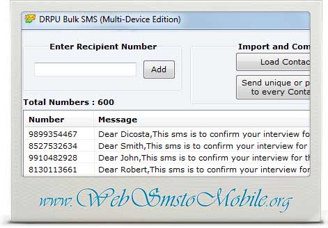 Screenshot of GSM Mobile Bulk SMS