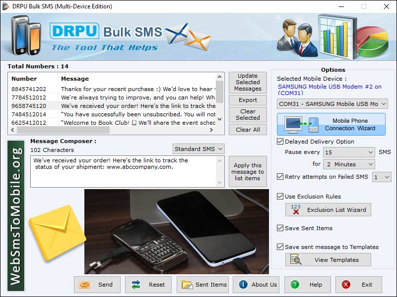 Screenshot of GSM Mobile Bulk SMS