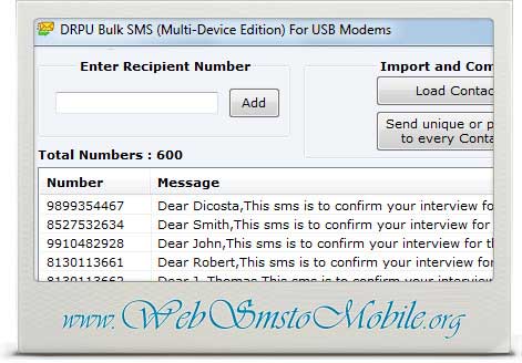 Web to Mobile SMS