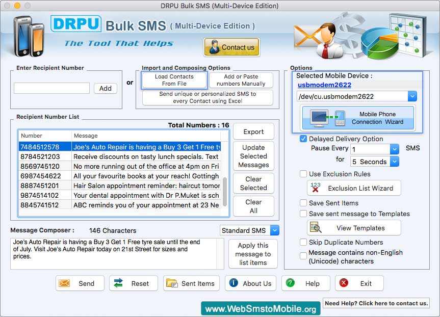 Mac Bulk SMS Software for Multi Device