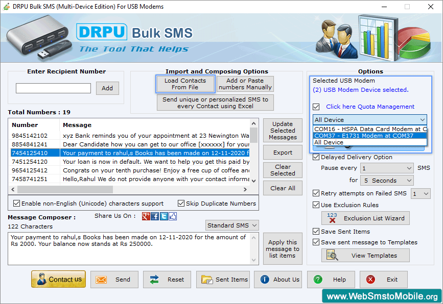 Bulk SMS Software - Multi USB Modem